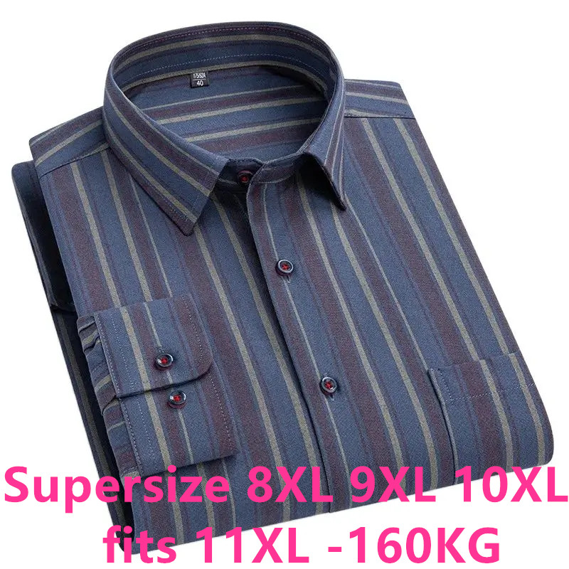Oxford Cotton Casual Shirt Business - Big Size 11XL 10XL 9XL 8XL