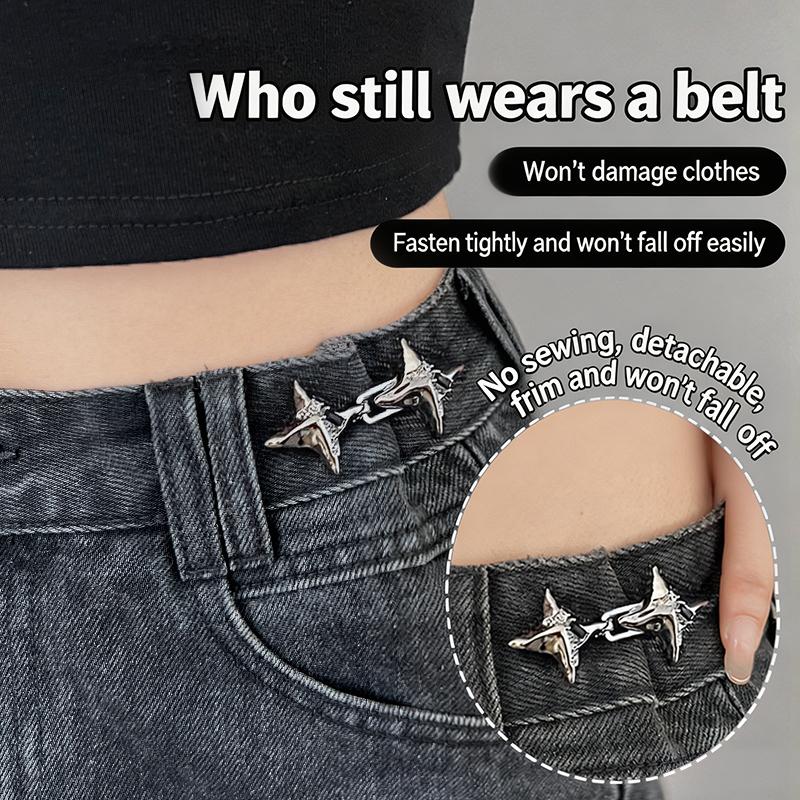 Jeans - Jeans Adjustable Waistband Buckle Secure Metal