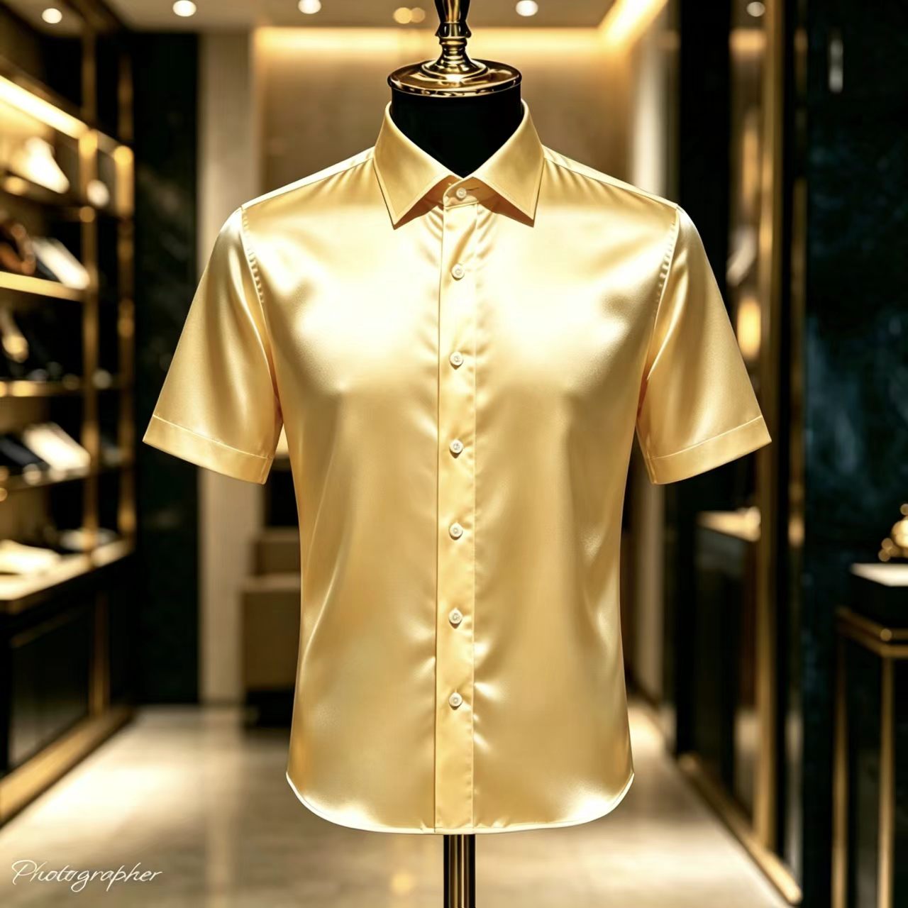 Mens Satin Silk Dress Shirt - Men's Solid Color Satin Short-Sleeved Dress