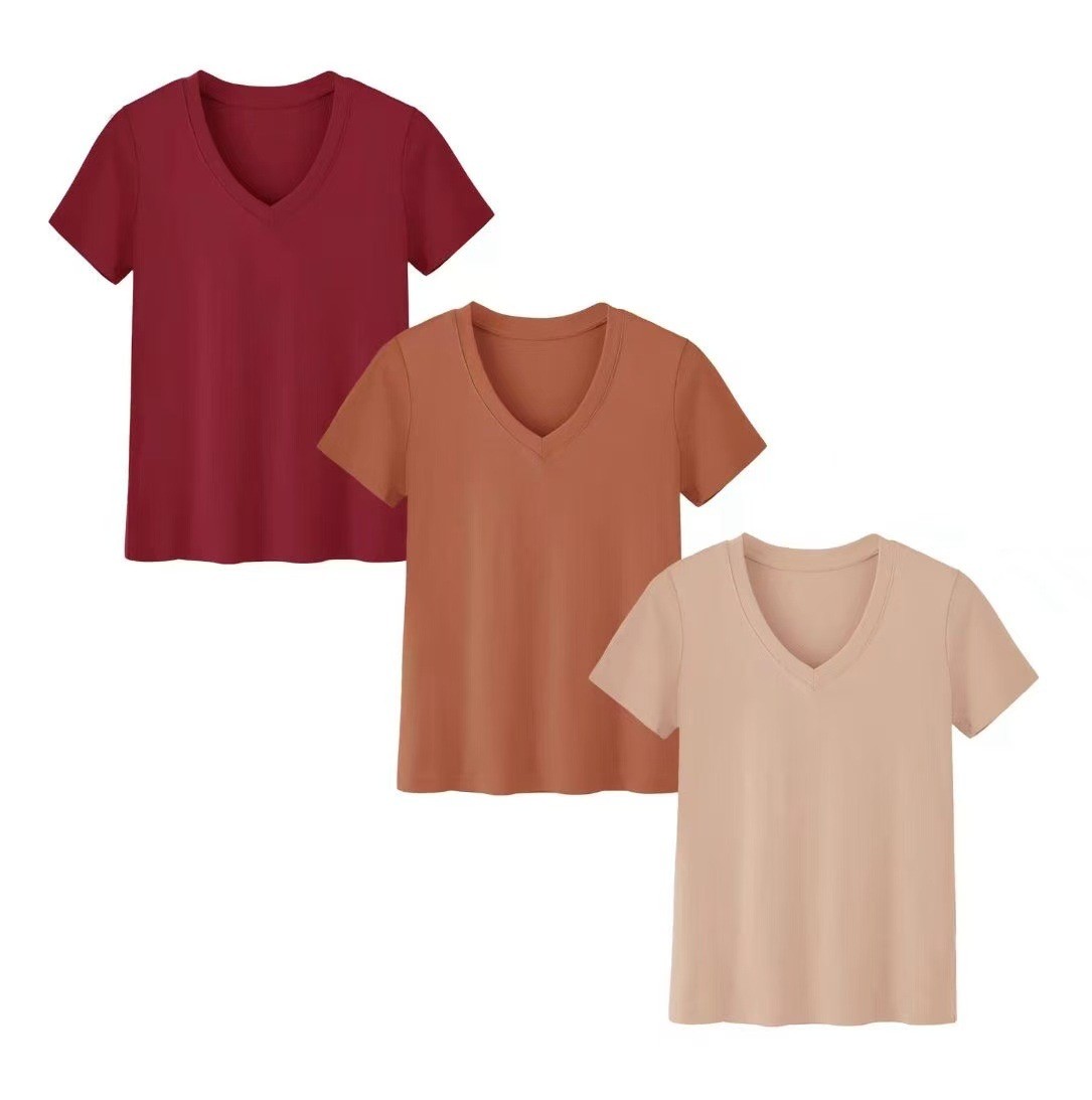 T-Shirts - Women's Casual High Neck Short Sleeve