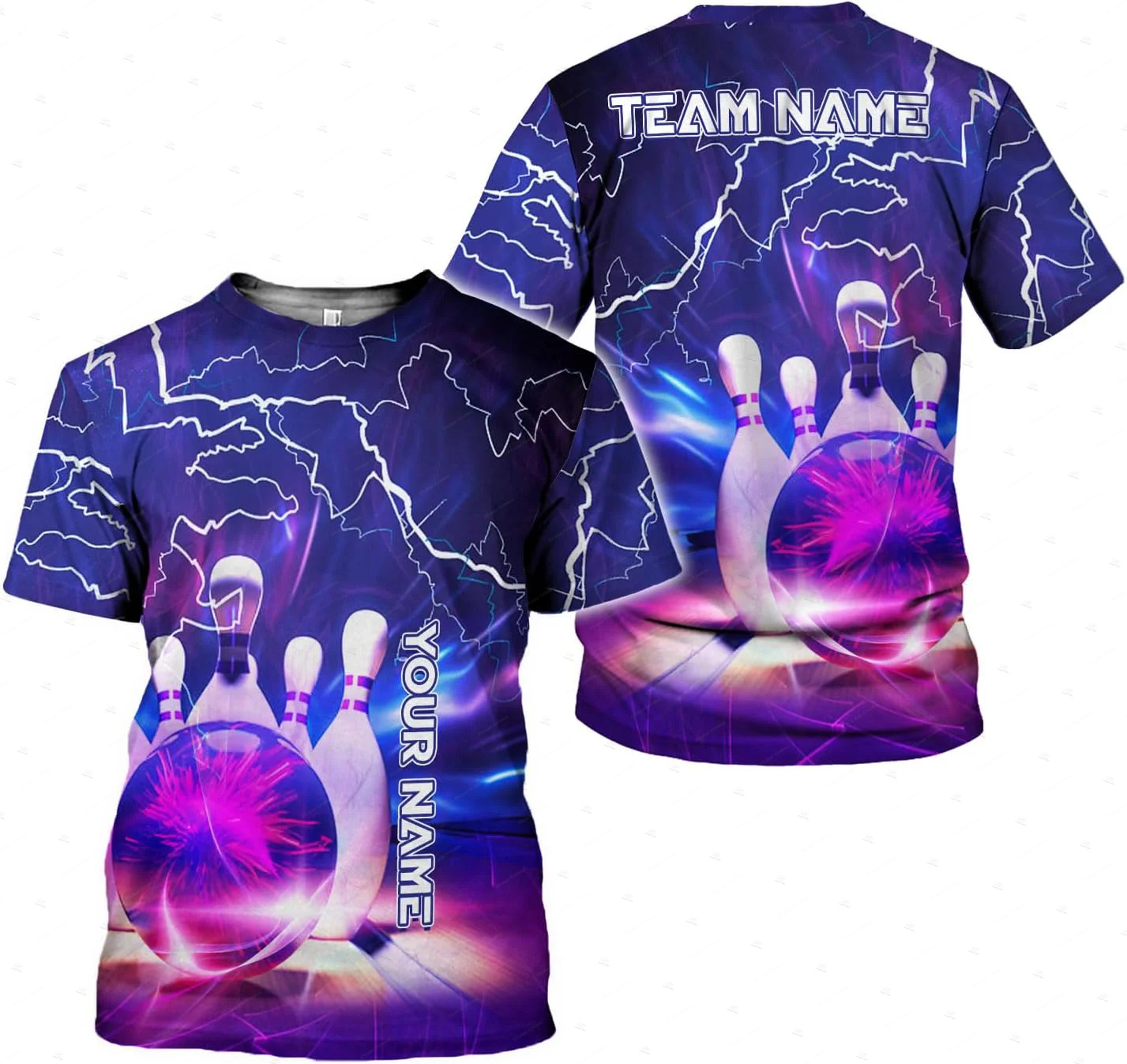 Short Sleeve Bowling Shirt Retro - Custom Name Gradient Bowling Flame Graffiti