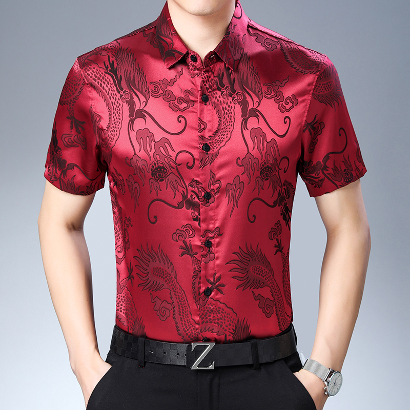 Áo Khoác Nam Họa Tiết Thời Tra - đánh giá và giá Mens Satin Silk Dress Shirt