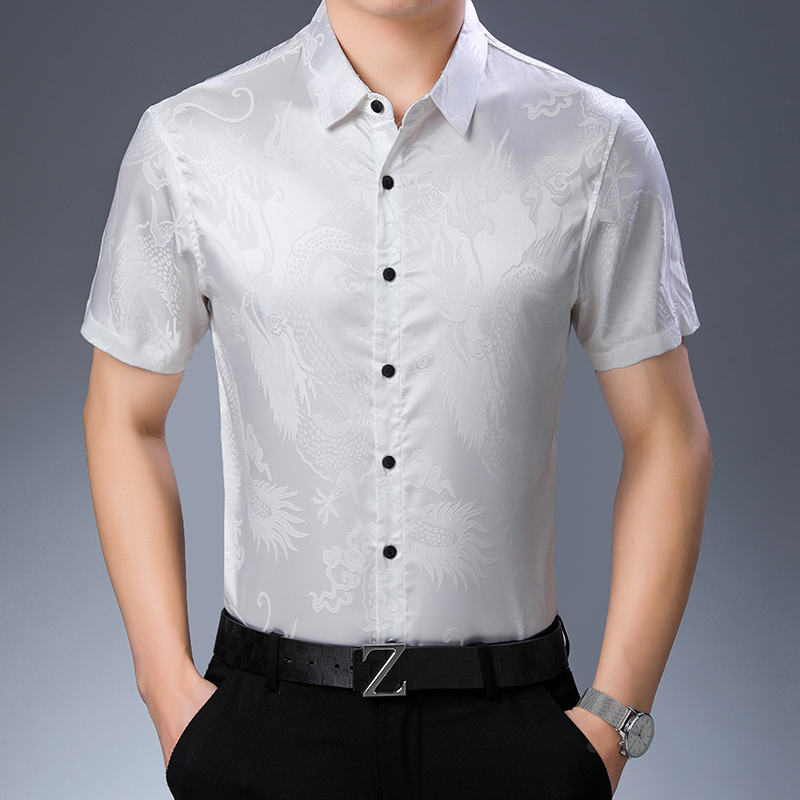 Áo Khoác Nam Họa Tiết Thời Tra - đánh giá và giá Mens Satin Silk Dress Shirt