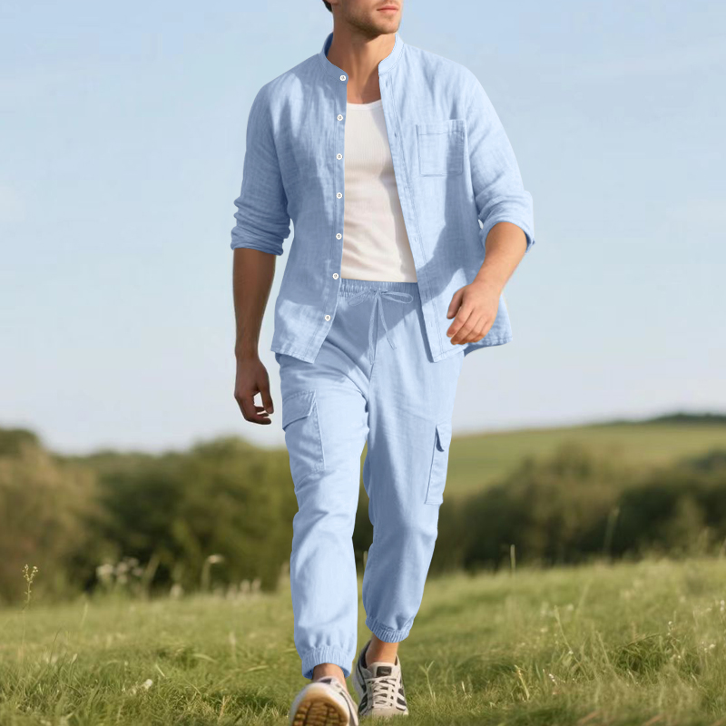 Men's Linen Breathable Two-Pie - đánh giá và giá Mens Linen Shirt Long Sleeve