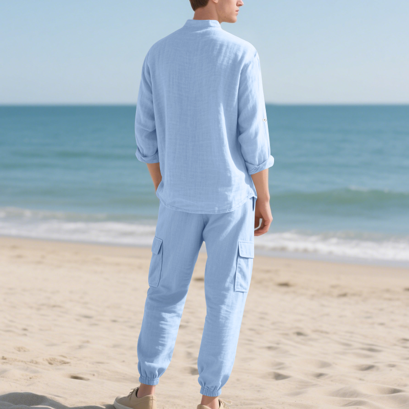 Men's Linen Breathable Two-Pie - đánh giá và giá Mens Linen Shirt Long Sleeve