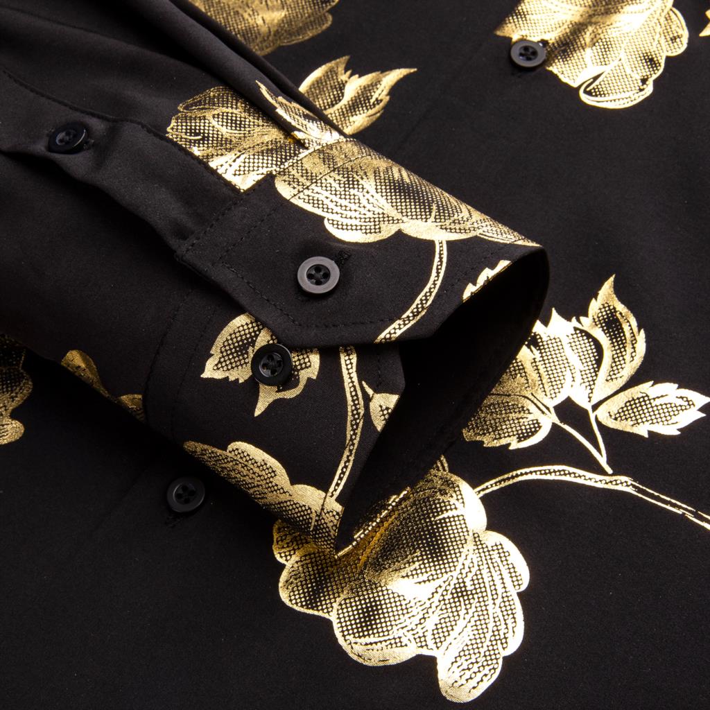 Hi-Tie Black Gold Silk Mens Sh - đánh giá và giá Mens Satin Silk Dress Shirt
