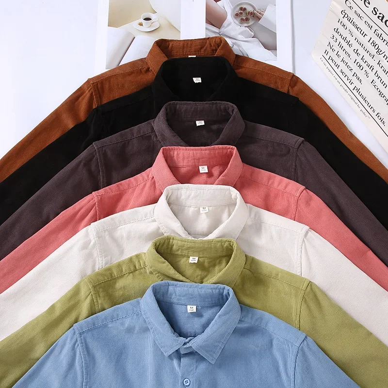 Spring Fall Mens Long Sleeve W - đánh giá và giá Corduroy Button Up Shirt Men