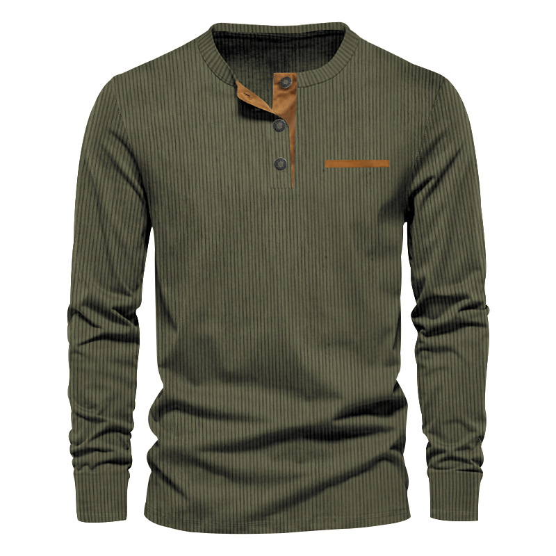 New Men's Long Sleeve T-shirt  - đánh giá và giá Corduroy Button Up Shirt Men