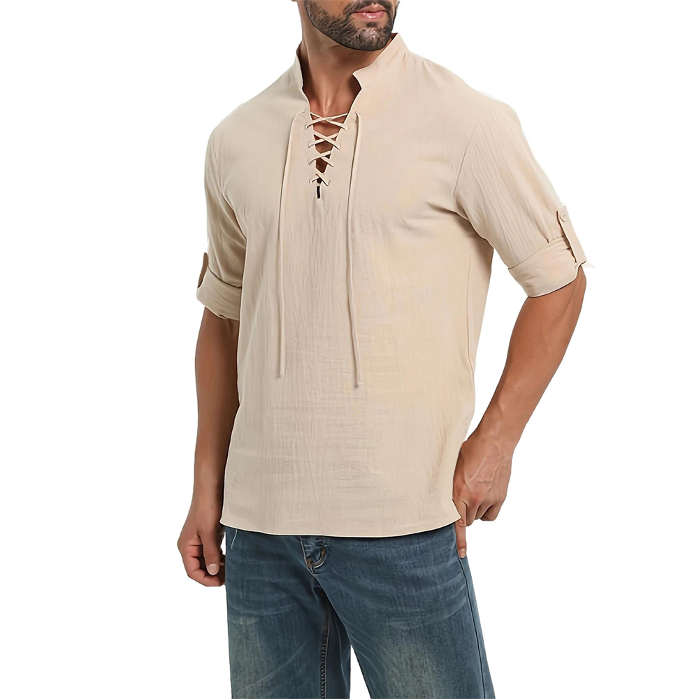 Spring Autumn Men's Pirate Shi - đánh giá và giá Medieval Gothic Lace Up Pirate Shirt