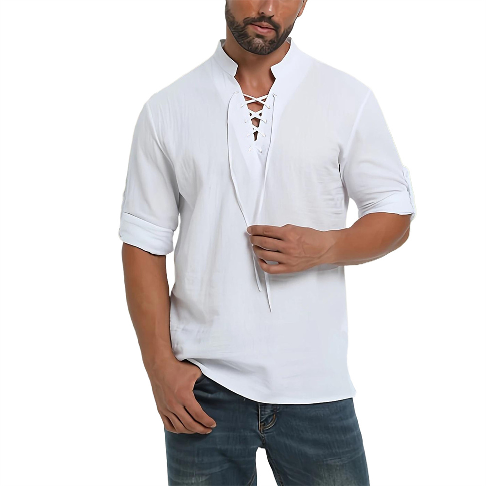 Spring Autumn Men's Pirate Shi - đánh giá và giá Medieval Gothic Lace Up Pirate Shirt