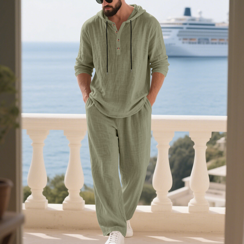 Cross-border Autumn Linen Men' - đánh giá và giá Mens Linen Shirt Long Sleeve