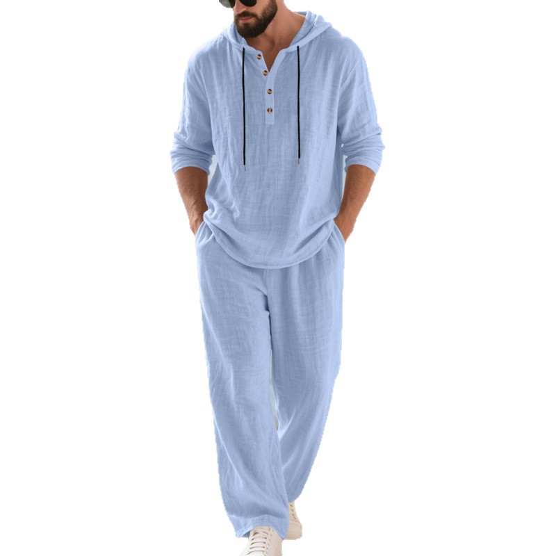Cross-border Autumn Linen Men' - đánh giá và giá Mens Linen Shirt Long Sleeve