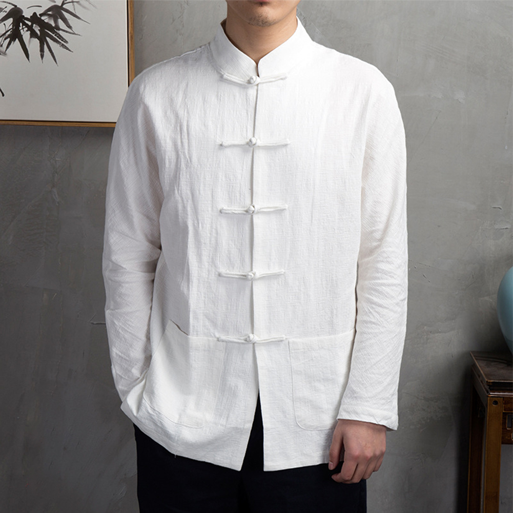 Retro Casual Men Chinese Tradi - đánh giá và giá Mens Linen Shirt Long Sleeve