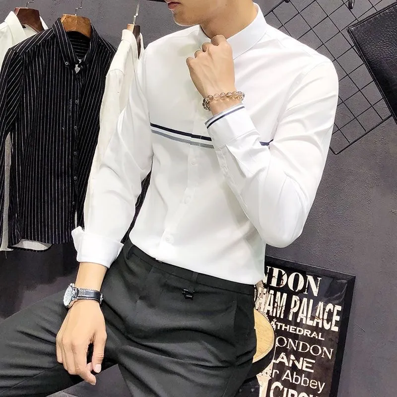 Men's Mandarin Collar Long Sle - đánh giá và giá Mandarin Collar Formal Shirt Slim Fit