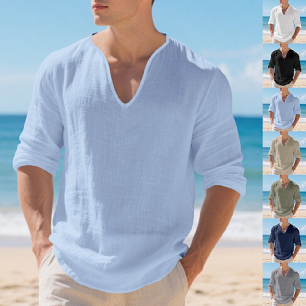 New American Men Loose Plus Si - đánh giá và giá Mens Linen Shirt Long Sleeve