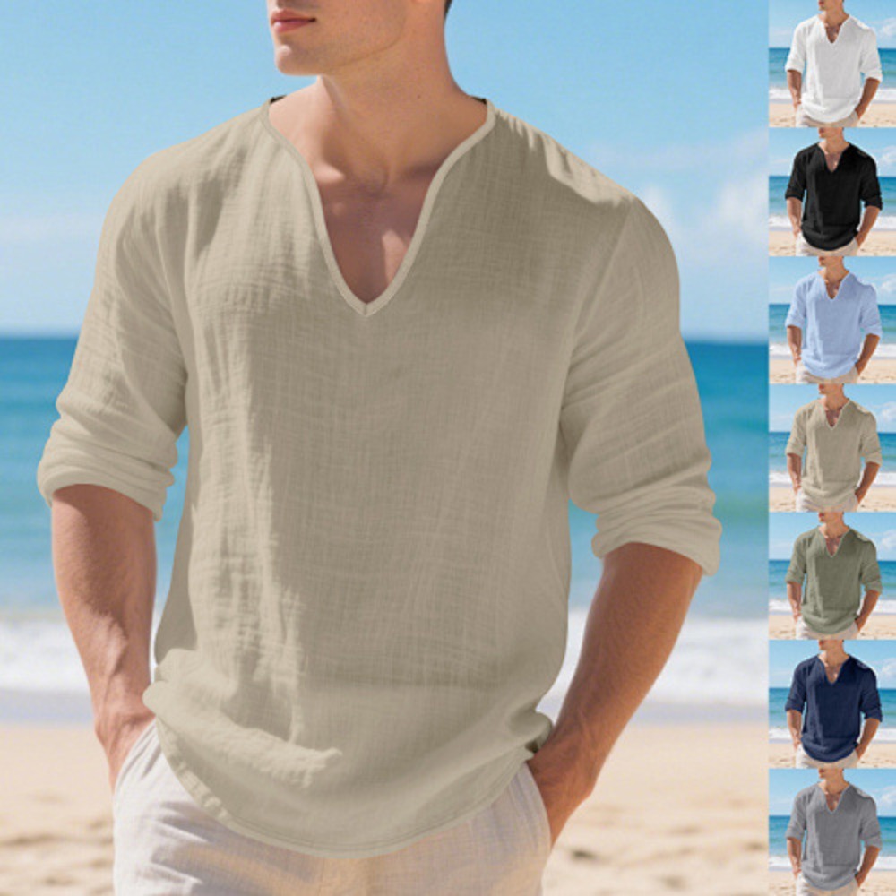New American Men Loose Plus Si - đánh giá và giá Mens Linen Shirt Long Sleeve