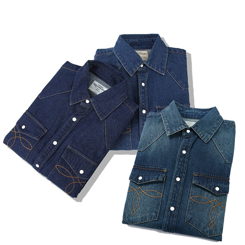 American Wash Vintage Denim Sh - đánh giá và giá Mens Western Denim Pearl Snap Shirt
