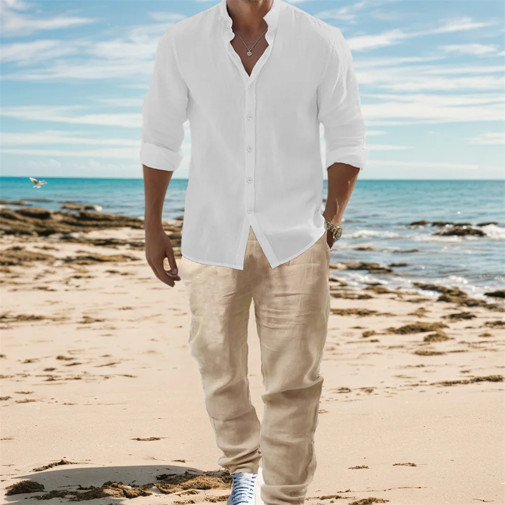 Men's Cotton Linen Long Sleeve - đánh giá và giá Mens Linen Shirt Long Sleeve