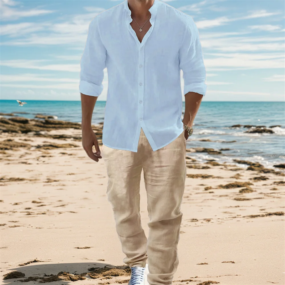 Men's Cotton Linen Long Sleeve - đánh giá và giá Mens Linen Shirt Long Sleeve
