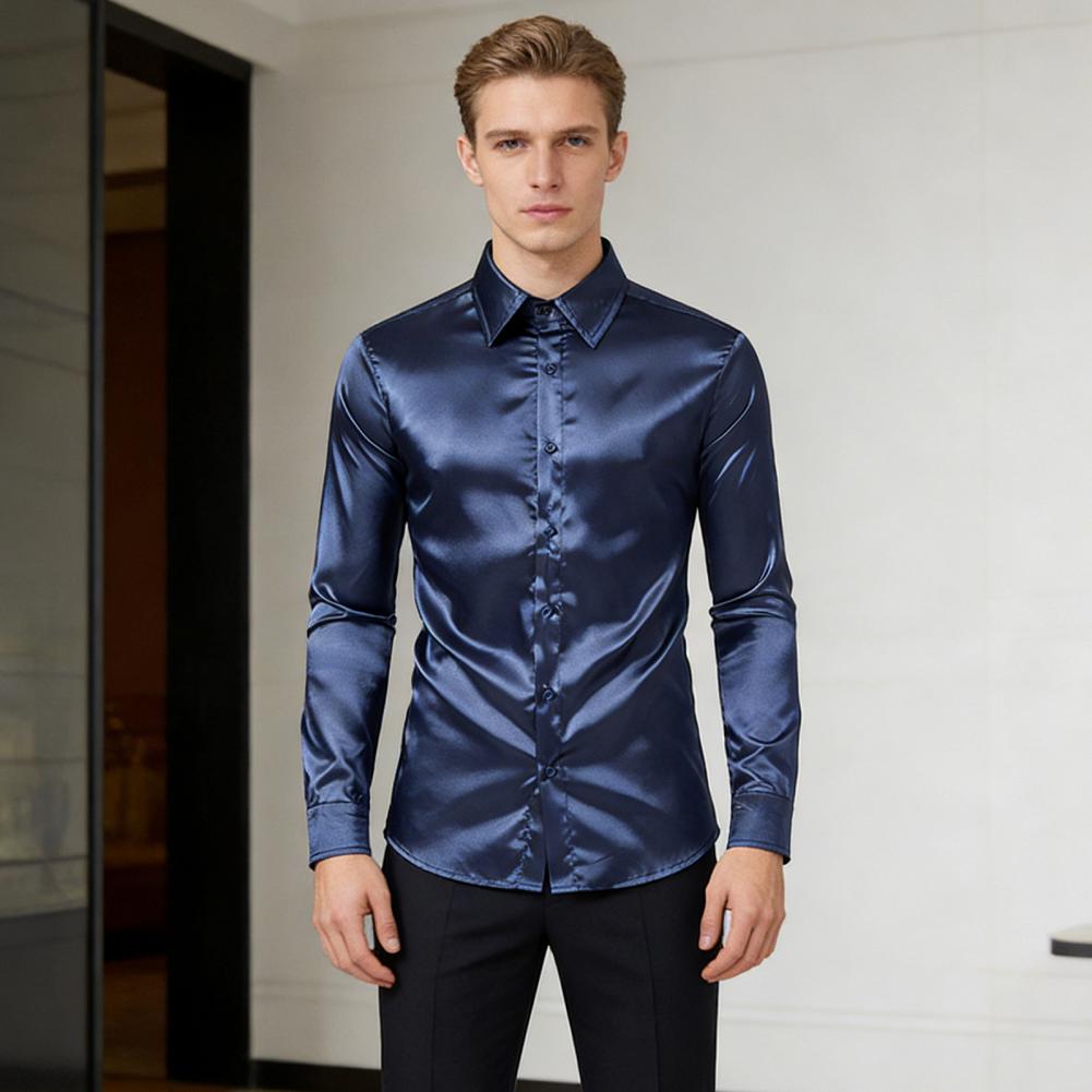 Blue Orange Red Yellow Satin S - đánh giá và giá Mens Satin Silk Dress Shirt