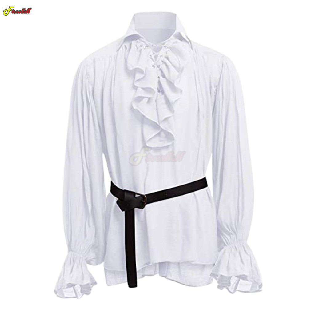 Nam Halloween Phối Ren Cướp Bi - đánh giá và giá Medieval Gothic Lace Up Pirate Shirt