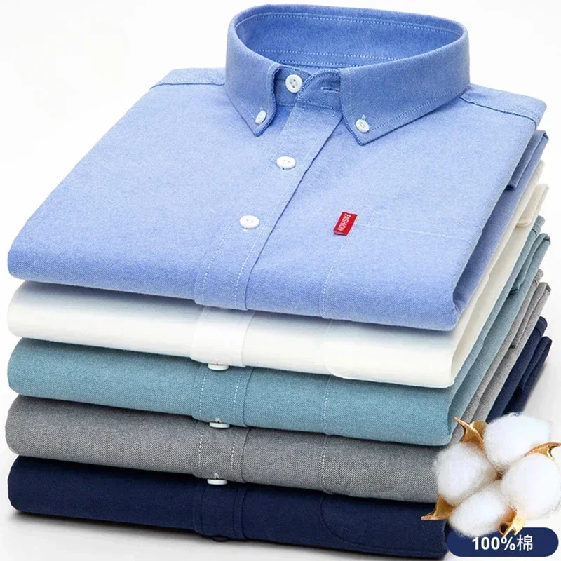 100% Pure Cotton Men's Solid C - đánh giá và giá Oxford Cotton Casual Shirt Business