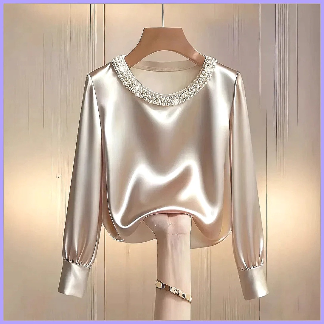 Elegant Beaded Satin Blouse fo - đánh giá và giá Shirts