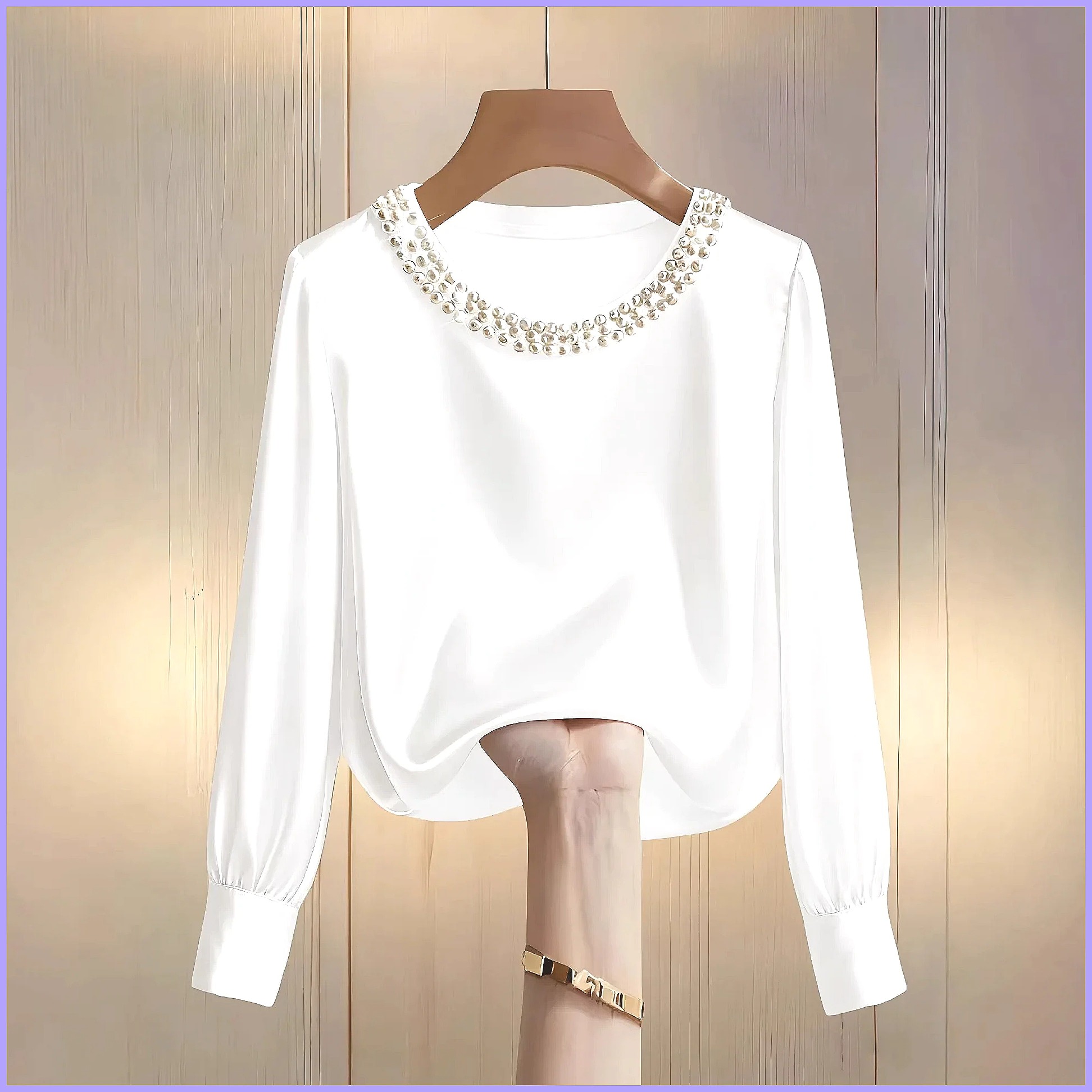 Elegant Beaded Satin Blouse fo - đánh giá và giá Shirts