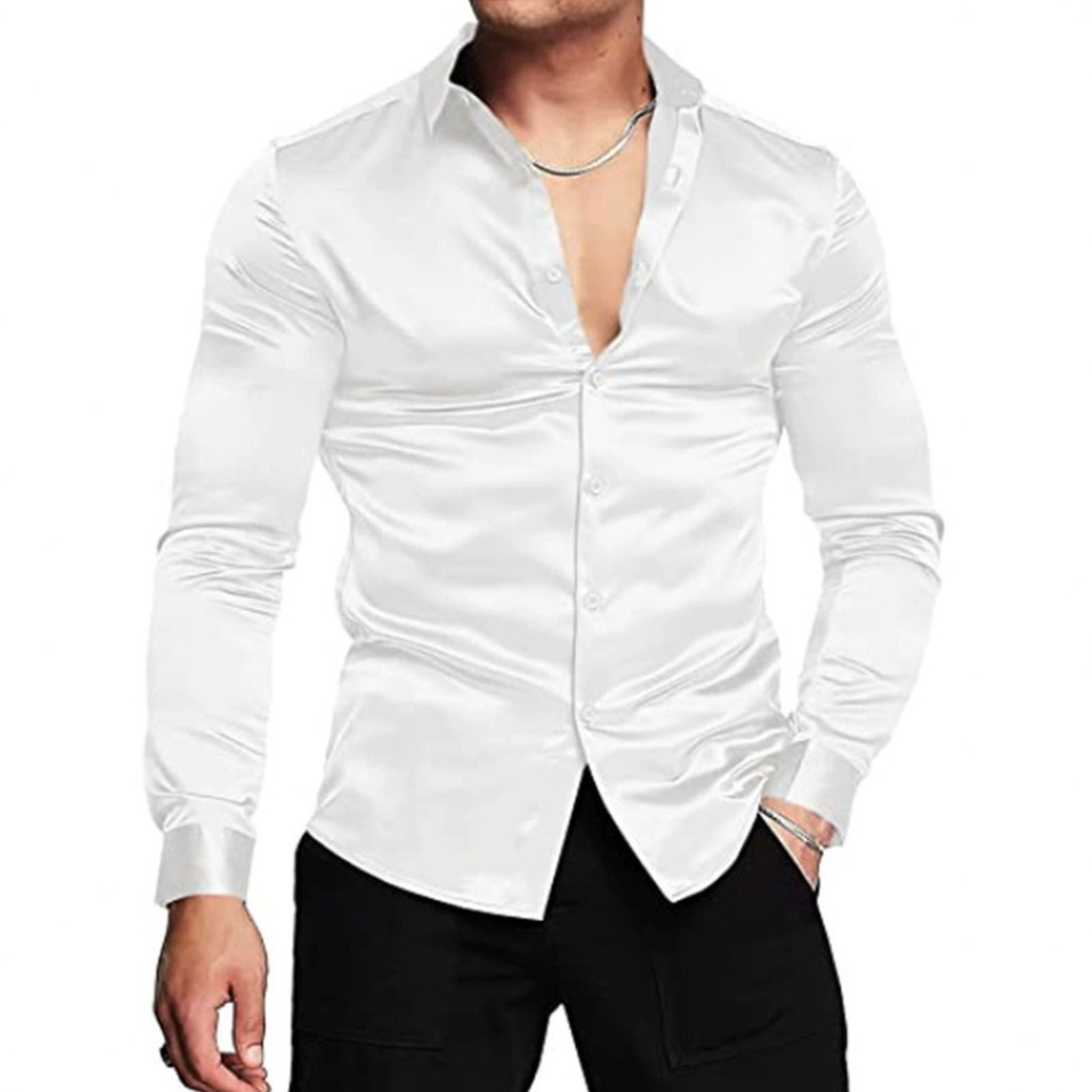Spring Autumn Silk Satin Shirt - đánh giá và giá Mens Satin Silk Dress Shirt