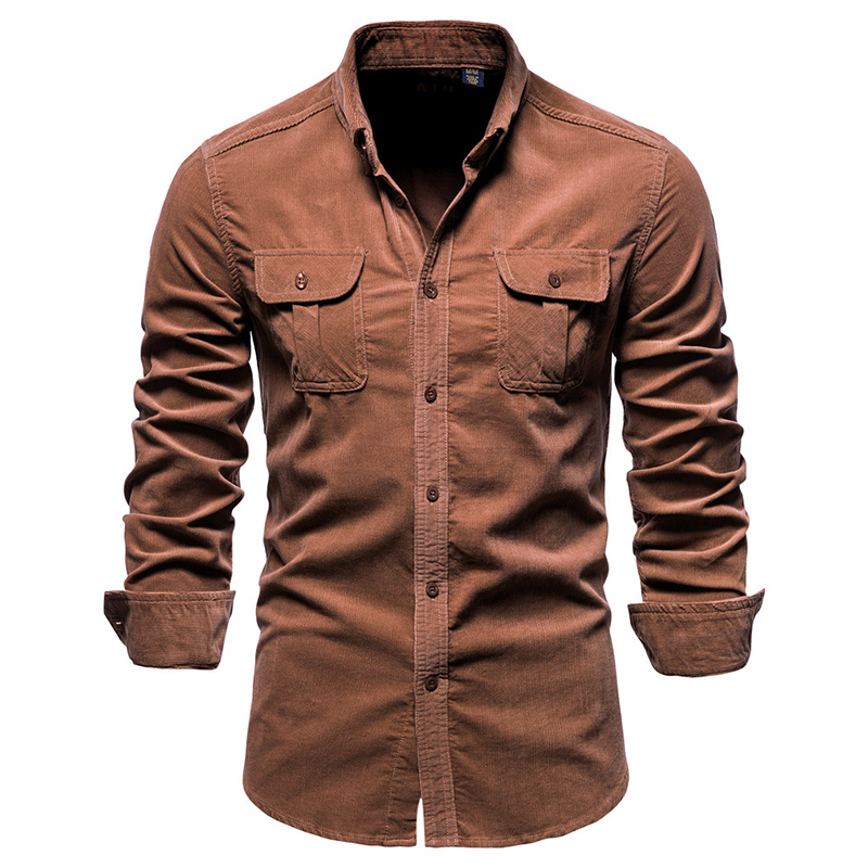 Vintage Solid Color Corduroy S - đánh giá và giá Corduroy Button Up Shirt Men