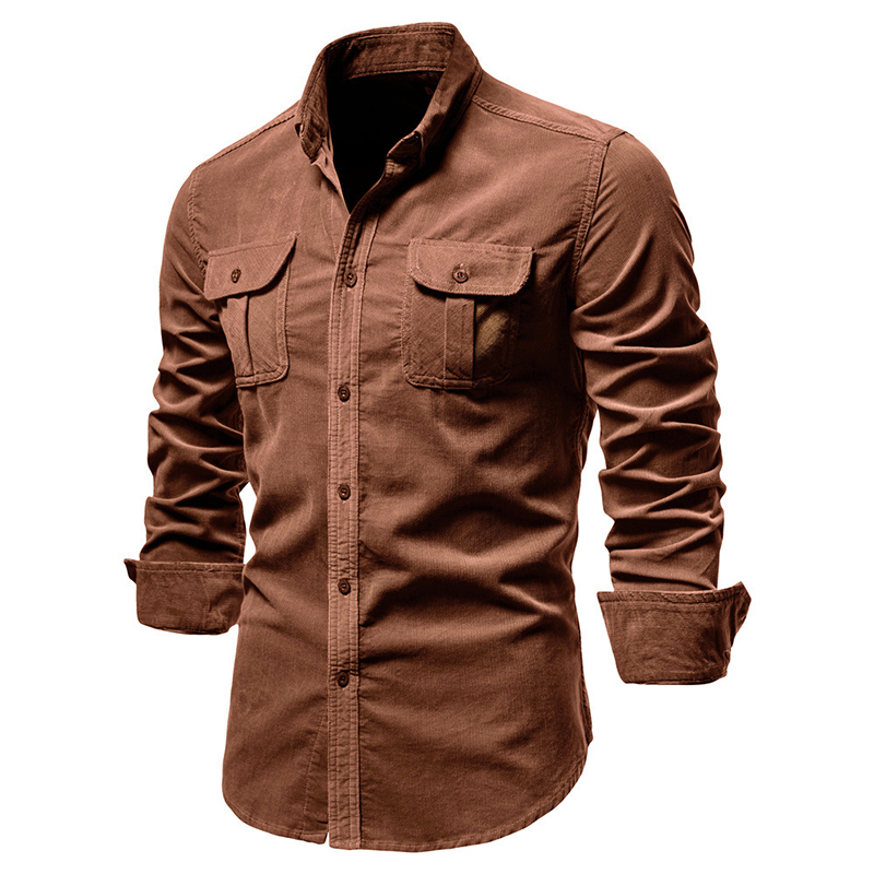 Vintage Solid Color Corduroy S - đánh giá và giá Corduroy Button Up Shirt Men