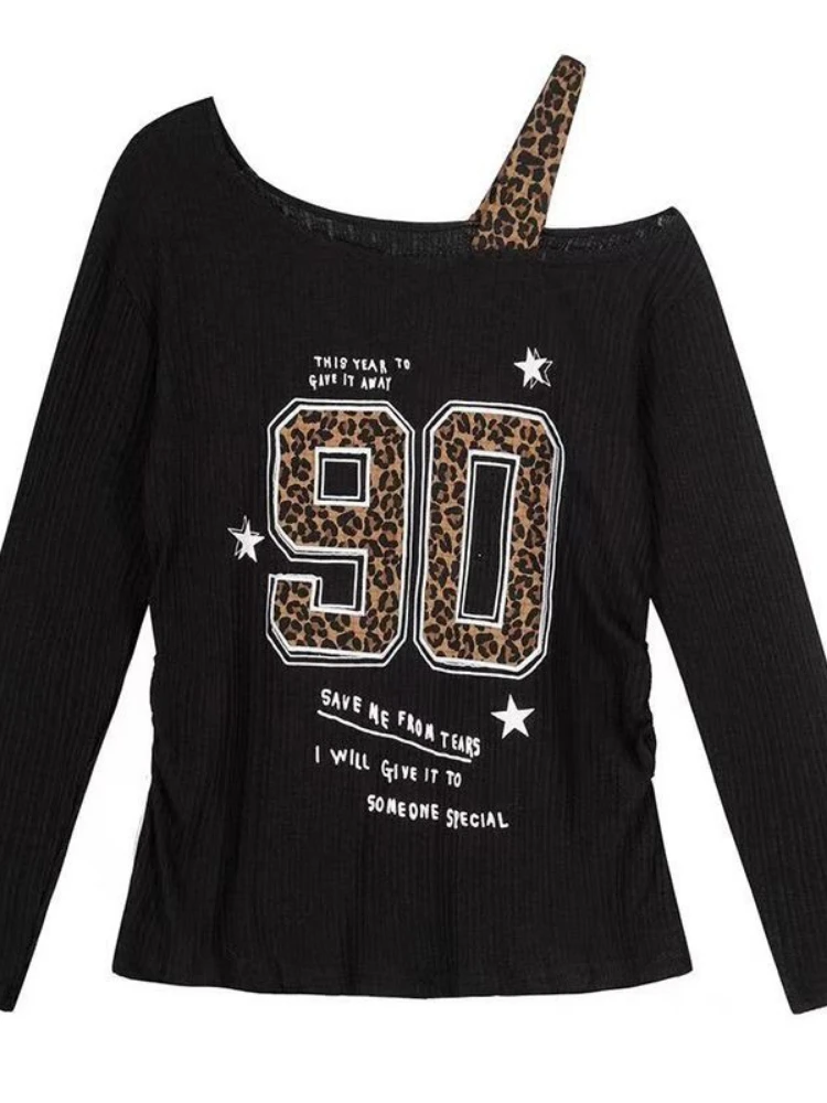 Y2K Patchwork Leopard Print T- - đánh giá và giá T-Shirts