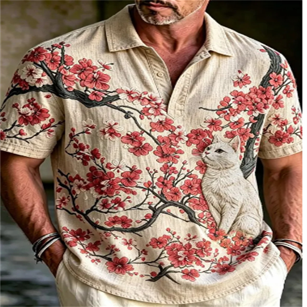 Men's Short Sleeve Polo Shirt  - đánh giá và giá Vintage Hawaiian Floral Shirt