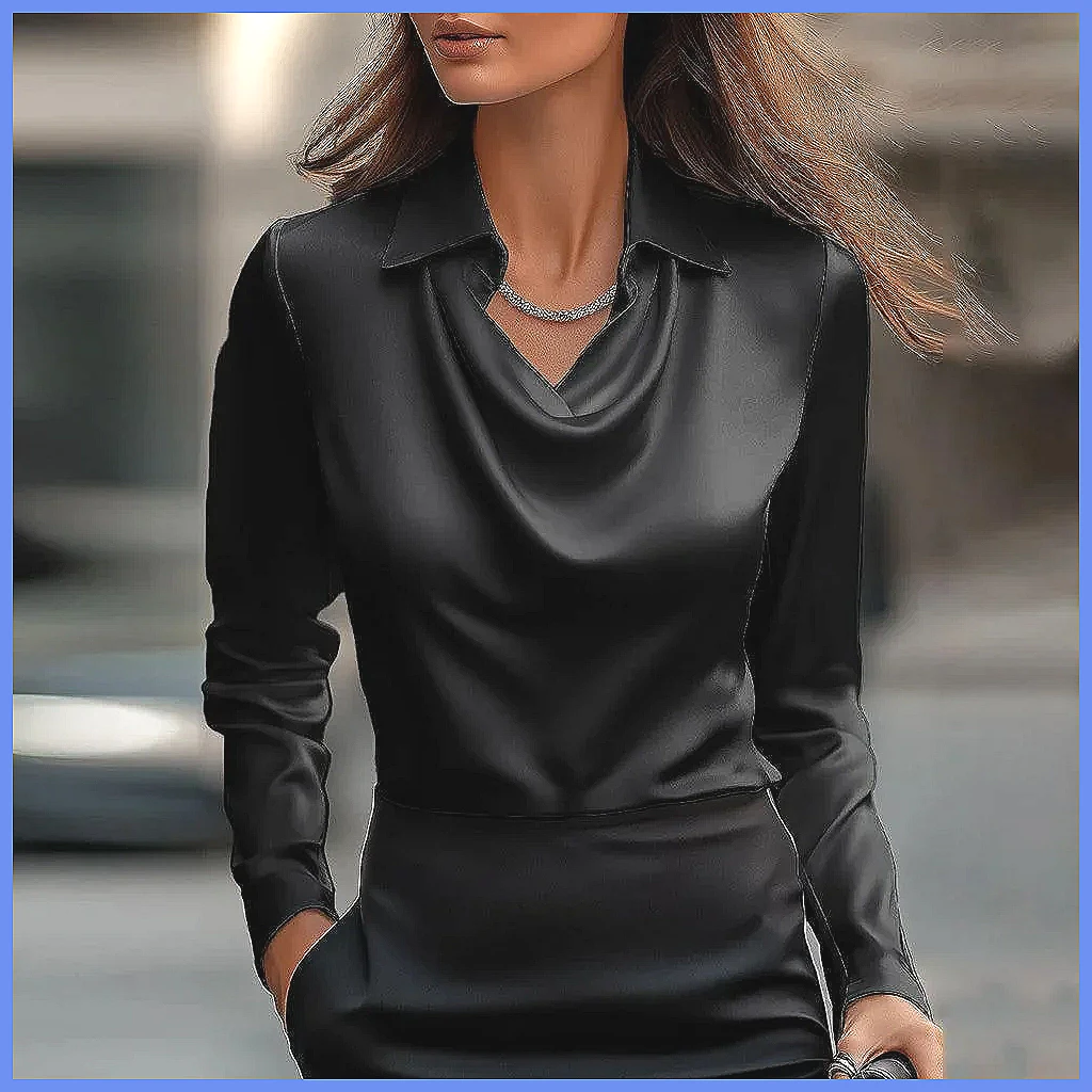 Vintage Satin Blouse Women Lon - đánh giá và giá Shirts