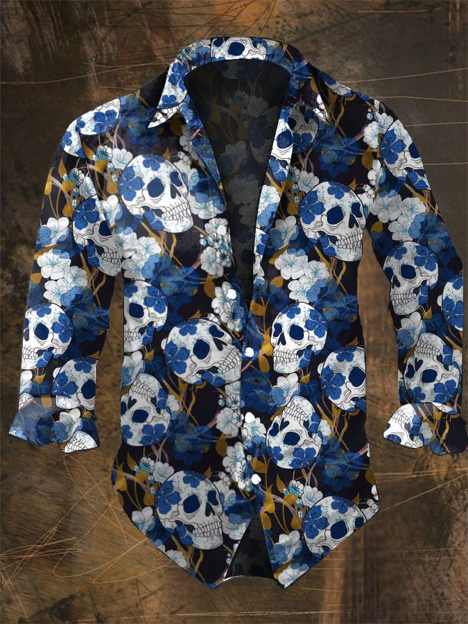 Halloween Men's Dark Skull Pri - đánh giá và giá Vintage Hawaiian Floral Shirt