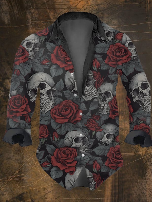 Halloween Men's Dark Skull Pri - đánh giá và giá Vintage Hawaiian Floral Shirt