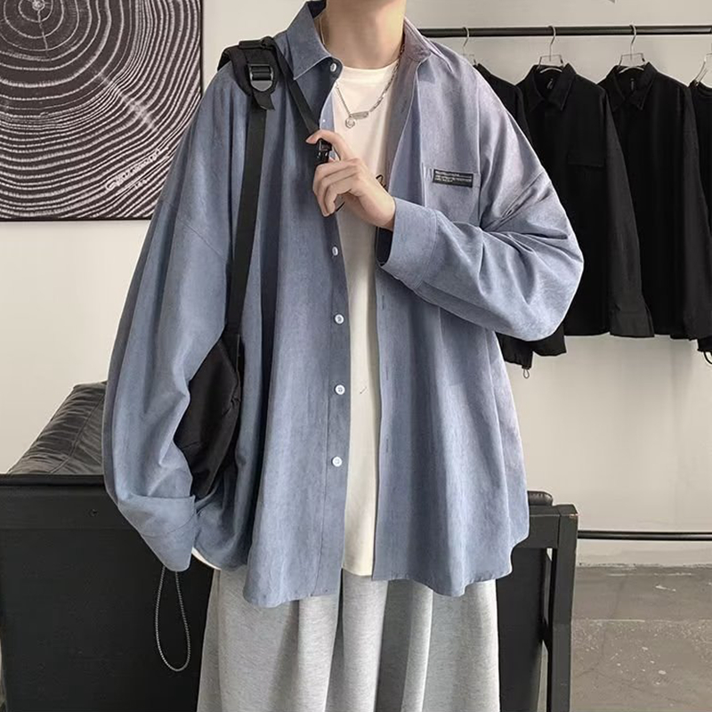 Korean Fashion Black Long Slee - đánh giá và giá Corduroy Button Up Shirt Men