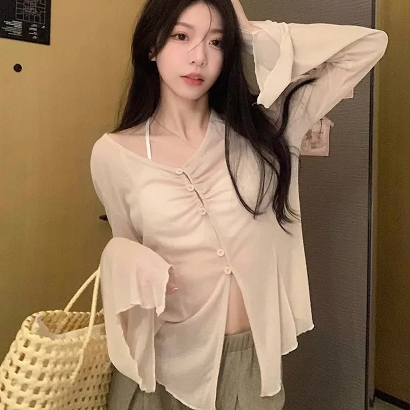Sheer Flare Sleeve Blouse - Y2 - đánh giá và giá Shirts