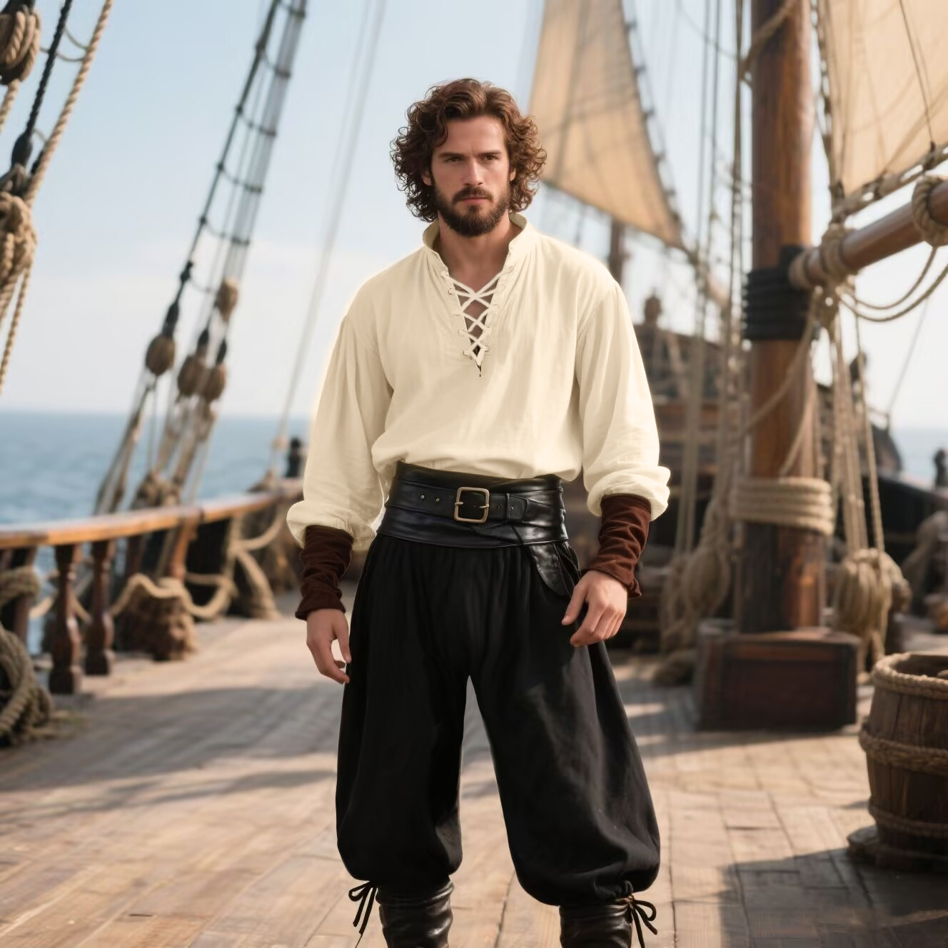 Men's Medieval Renaissance LAR - đánh giá và giá Medieval Gothic Lace Up Pirate Shirt