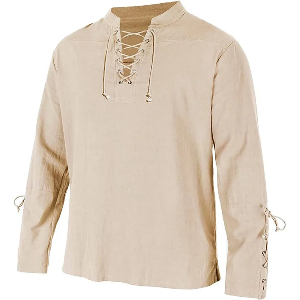 Men's Long Sleeve Shirts Lace  - đánh giá và giá Medieval Gothic Lace Up Pirate Shirt