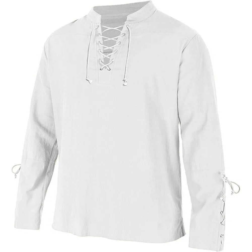 Men's Long Sleeve Shirts Lace  - đánh giá và giá Medieval Gothic Lace Up Pirate Shirt