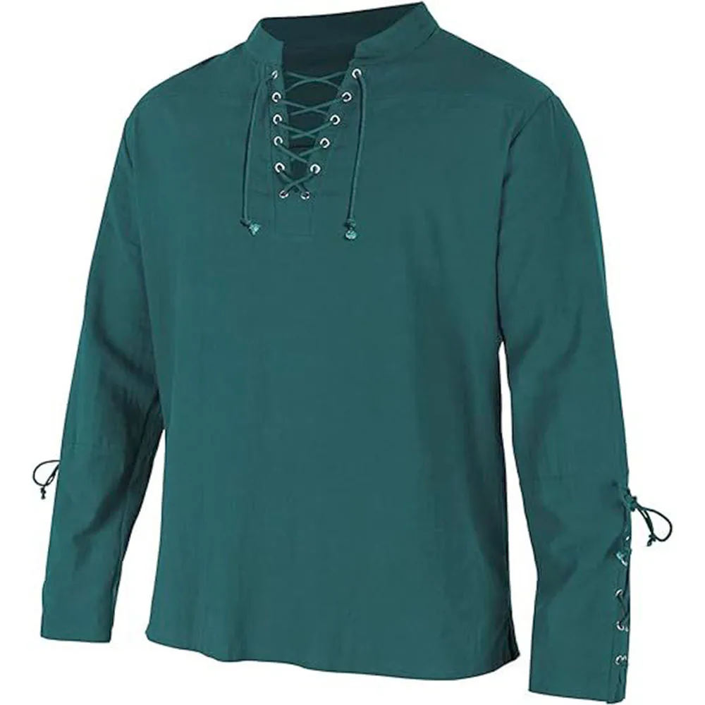 Men's Long Sleeve Shirts Lace  - đánh giá và giá Medieval Gothic Lace Up Pirate Shirt
