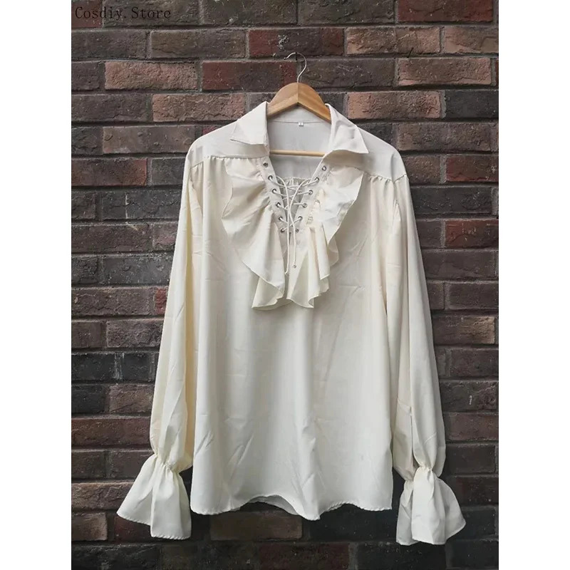 S-5XL Medieval Pirate Hallowee - đánh giá và giá Medieval Gothic Lace Up Pirate Shirt