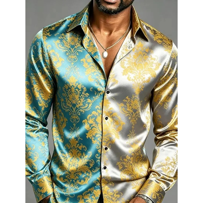 Satin Silk Long Sleeve Baroque - đánh giá và giá Mens Satin Silk Dress Shirt