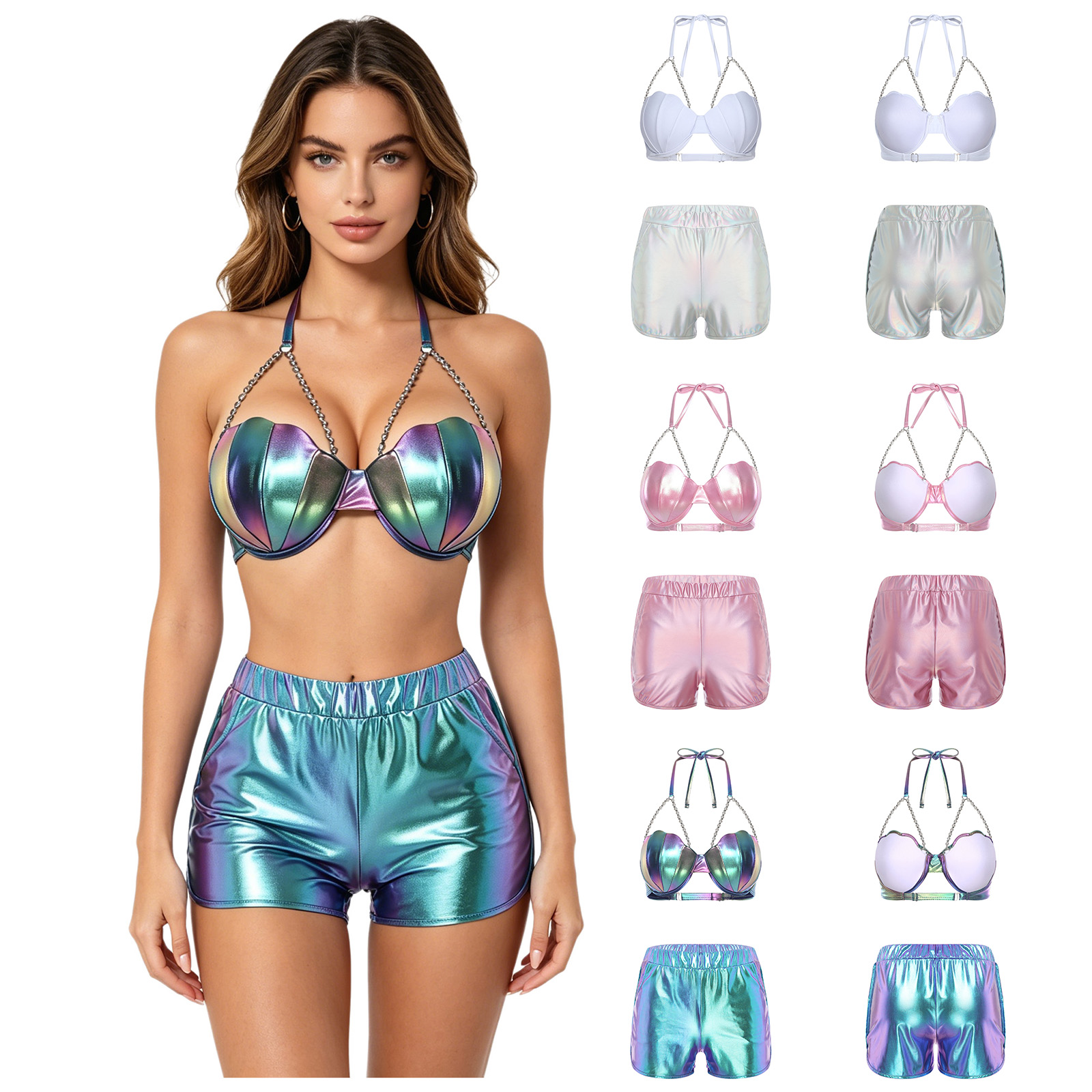 Women Metallic Shiny Swimwear  - đánh giá và giá Shorts