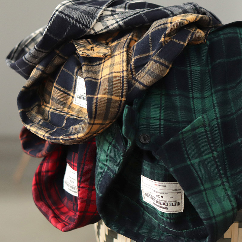 Autumn New Japanese Retro 300g - đánh giá và giá Flannel Plaid Shirt Heavy Weight