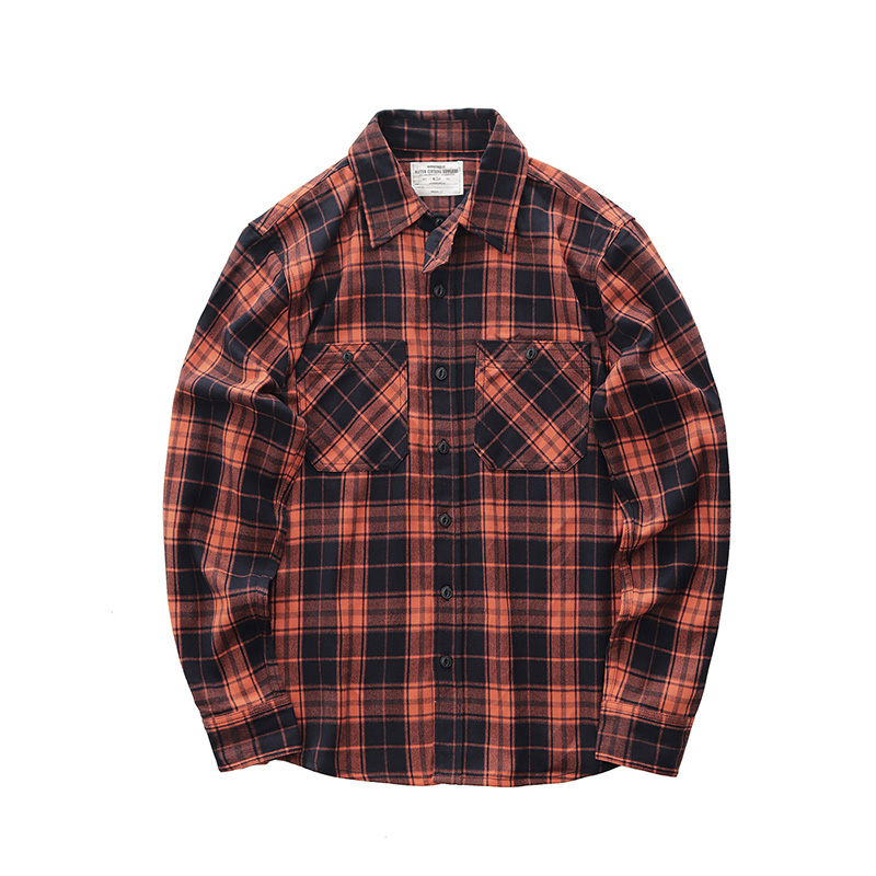 Autumn New Japanese Retro 300g - đánh giá và giá Flannel Plaid Shirt Heavy Weight