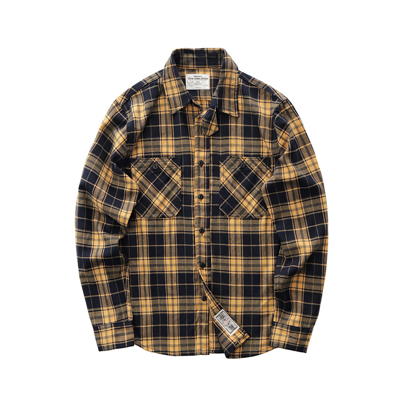 Autumn New Japanese Retro 300g - đánh giá và giá Flannel Plaid Shirt Heavy Weight