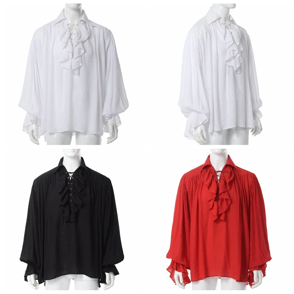 Men Pirate Shirt Vampire Princ - đánh giá và giá Medieval Gothic Lace Up Pirate Shirt