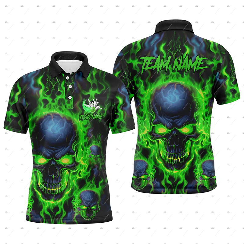 Custom Name Bowling Skull Flam - đánh giá và giá Short Sleeve Bowling Shirt Retro